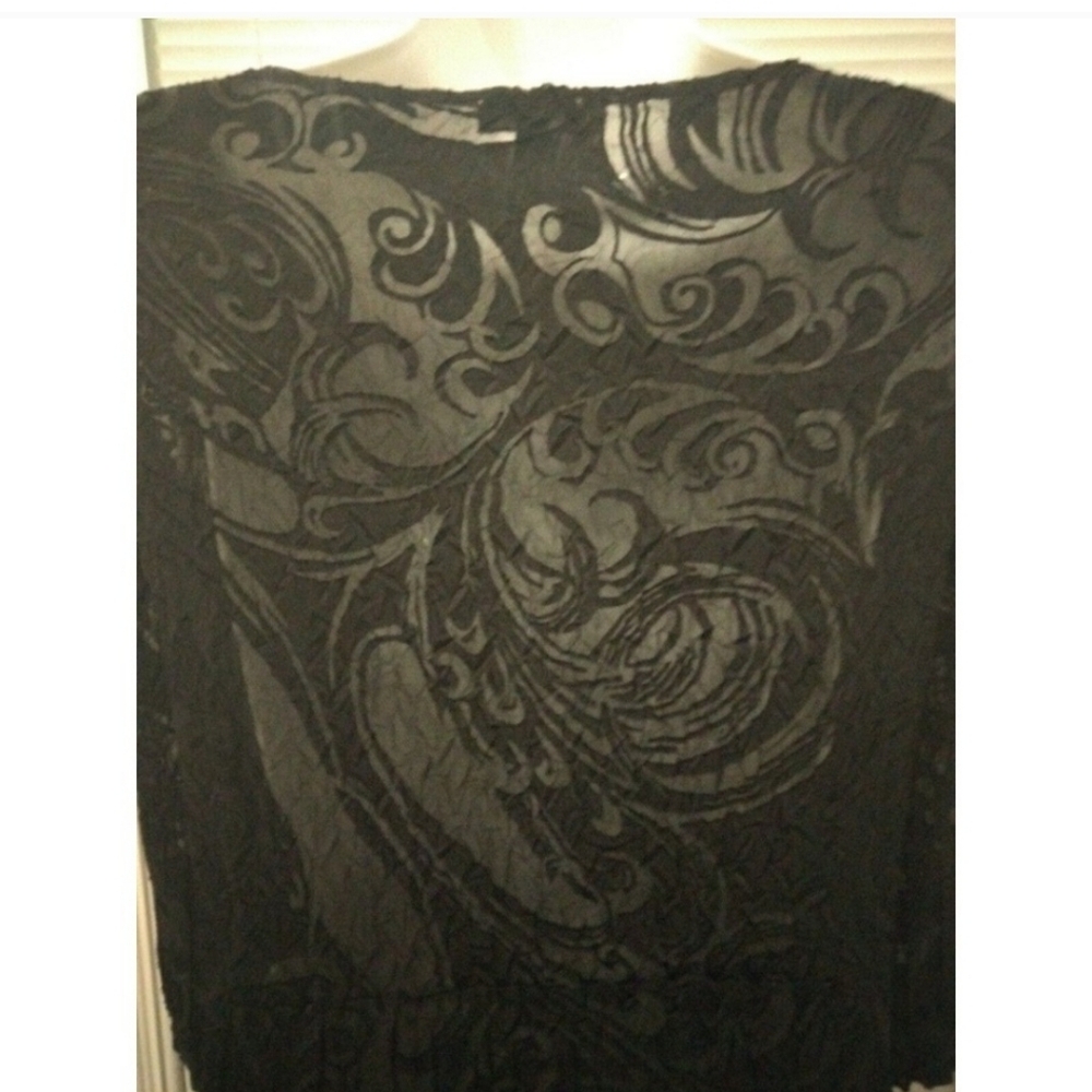 Komarov Gothic Black Chiffon Sheer Midi Dress Woman XL - Picture 5 of 10